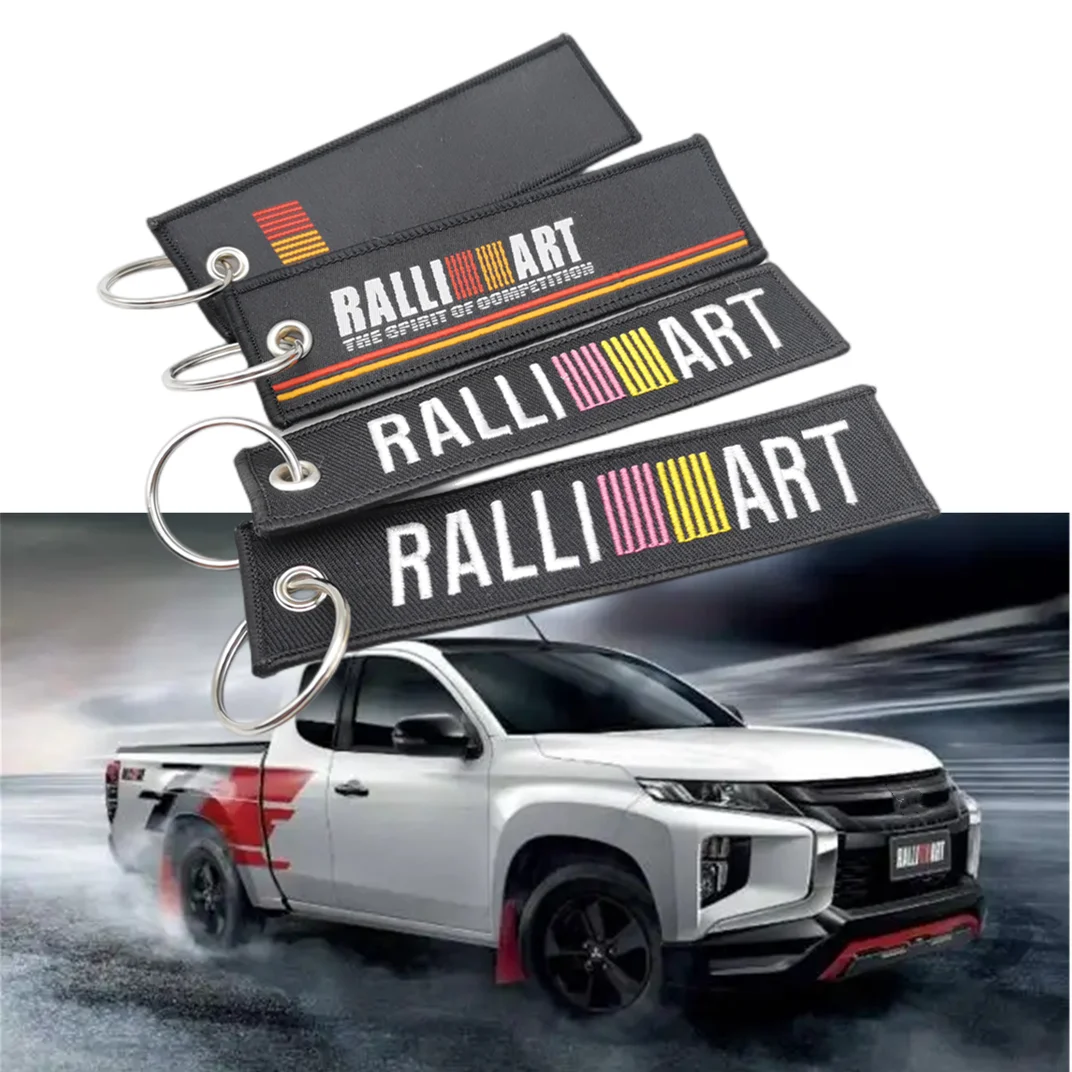 

Car Keychain Embroidery Keytag JDM Keyring Key Fobs For Mitsubishi ralliart Lancer 9 10 Asx Outlander Pajero L200