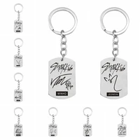 kpop stray kids stainless steel key chain military pendant lettering bracelet personality jewelry necklace gift fan collection
