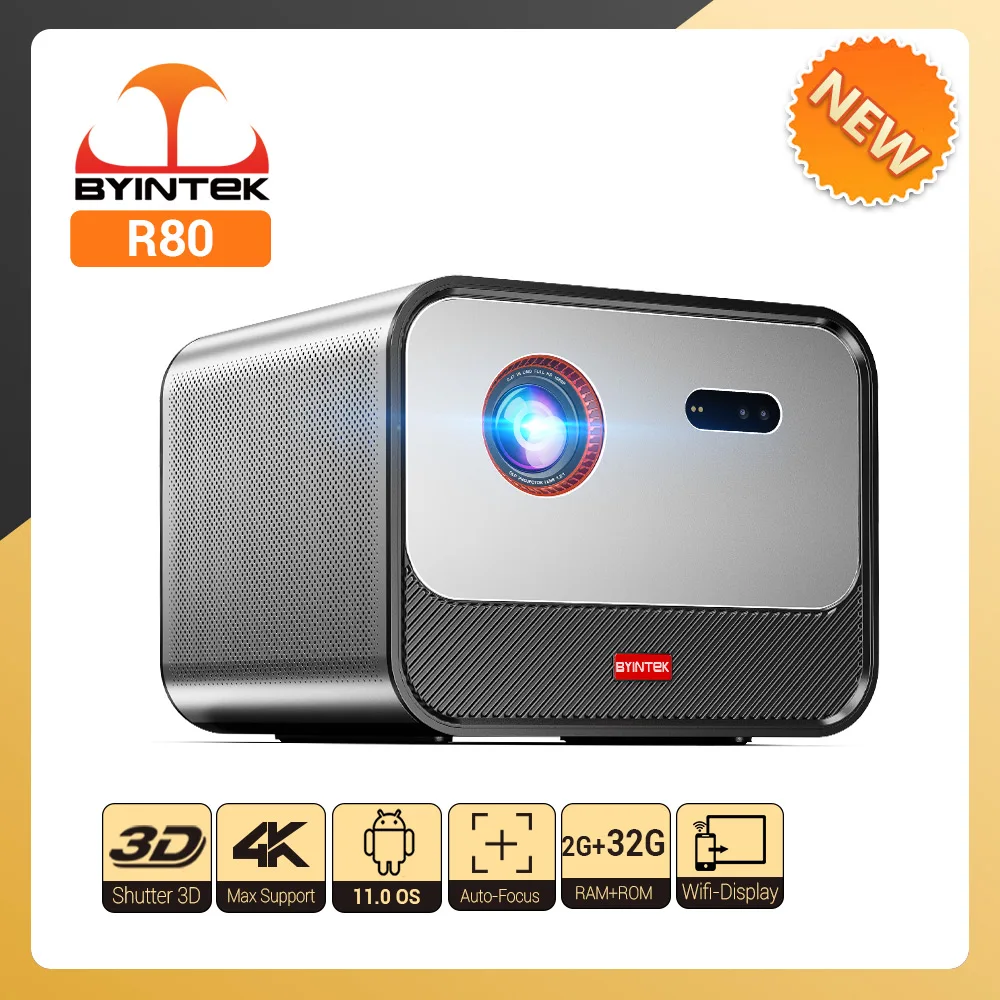 

Проектор BYINTEK R80 DLP, 1920x1080P Full HD, с поддержкой 4K, дюйма