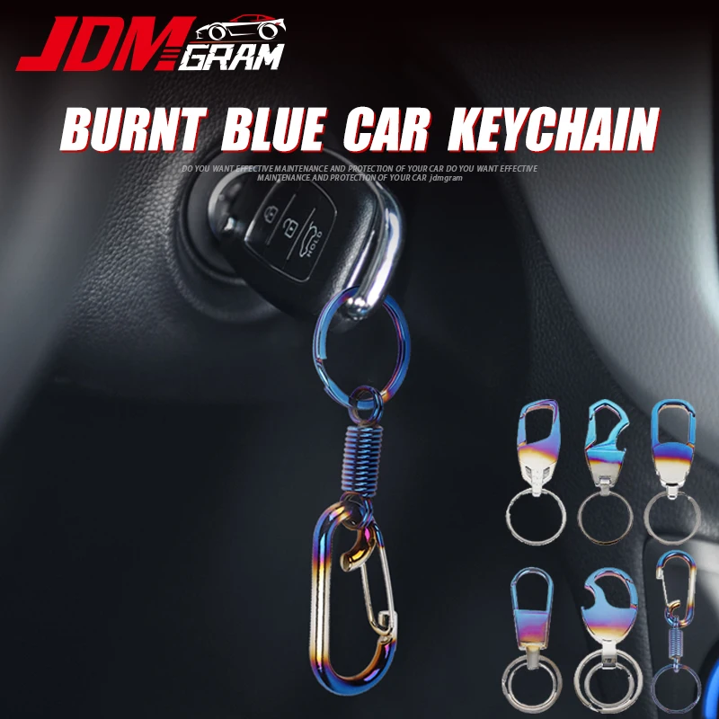 

Burnt Blue Car Keychain For Men Women Universal Metal JDM Racing Auto Key Chain Holder Gift Design Keyring Interior Accessories