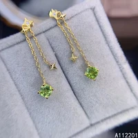 fine jewelry 925 sterling silver inset with natural gems womens luxury fashion star peridot earrings ear stud supports detectio
