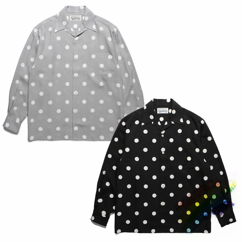 

2023AW WACKO MARIA DOTS OPEN COLLAR CLASSIC SHIRT Men Women Best Quality Hawaiian Long Sleeve Top leisure Shirts