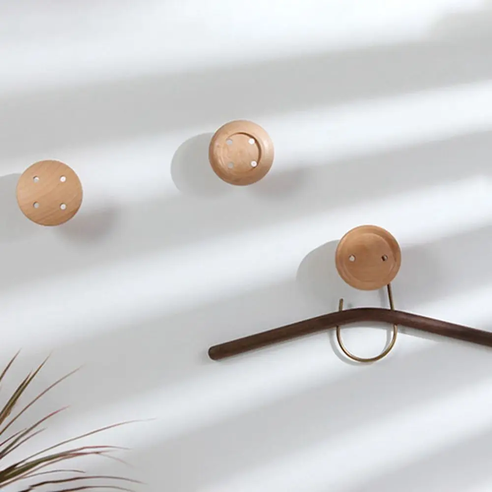 

Creative Solid Wood Button Hook Household Wall-Mounted Hooks Cartoon Animals Design Self Adhesive Wall Hanger Home Supplies