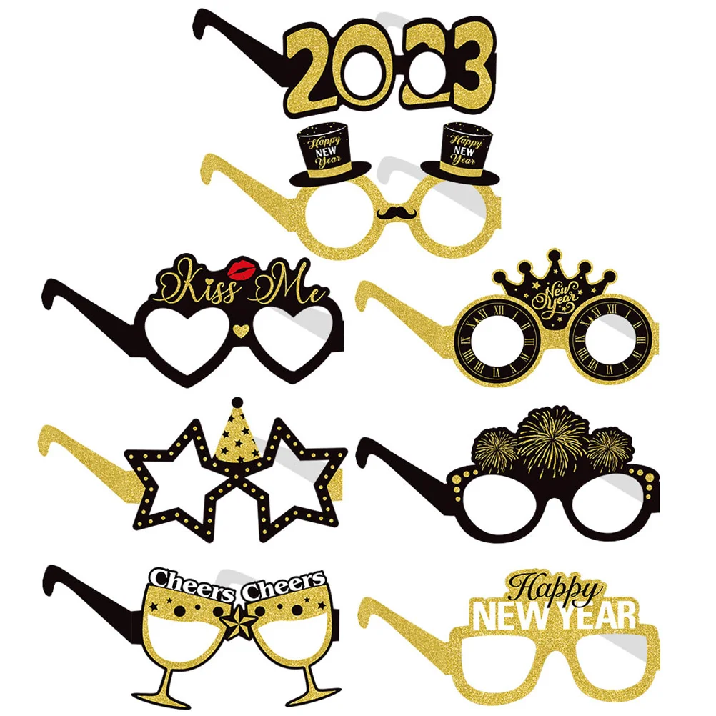 

New Year Glasses Eyeglasses Party Funny Frames Costume Happy Eyewear Accessories Photo Accessory Props Favors Eve Prop Decor