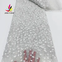 luxury beads lace handmade fabric french wedding dress latest nigeria groom embroidery white good price with stones new
