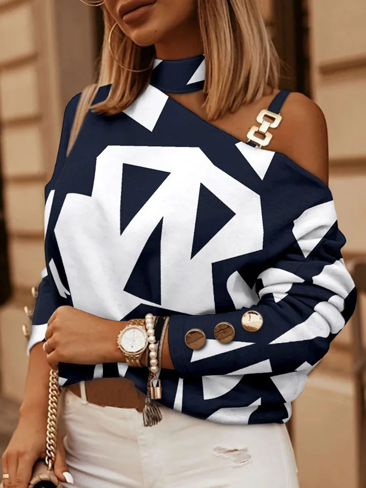 Футболка женская с открытыми плечами элегантный офисный Топ длинным рукавом