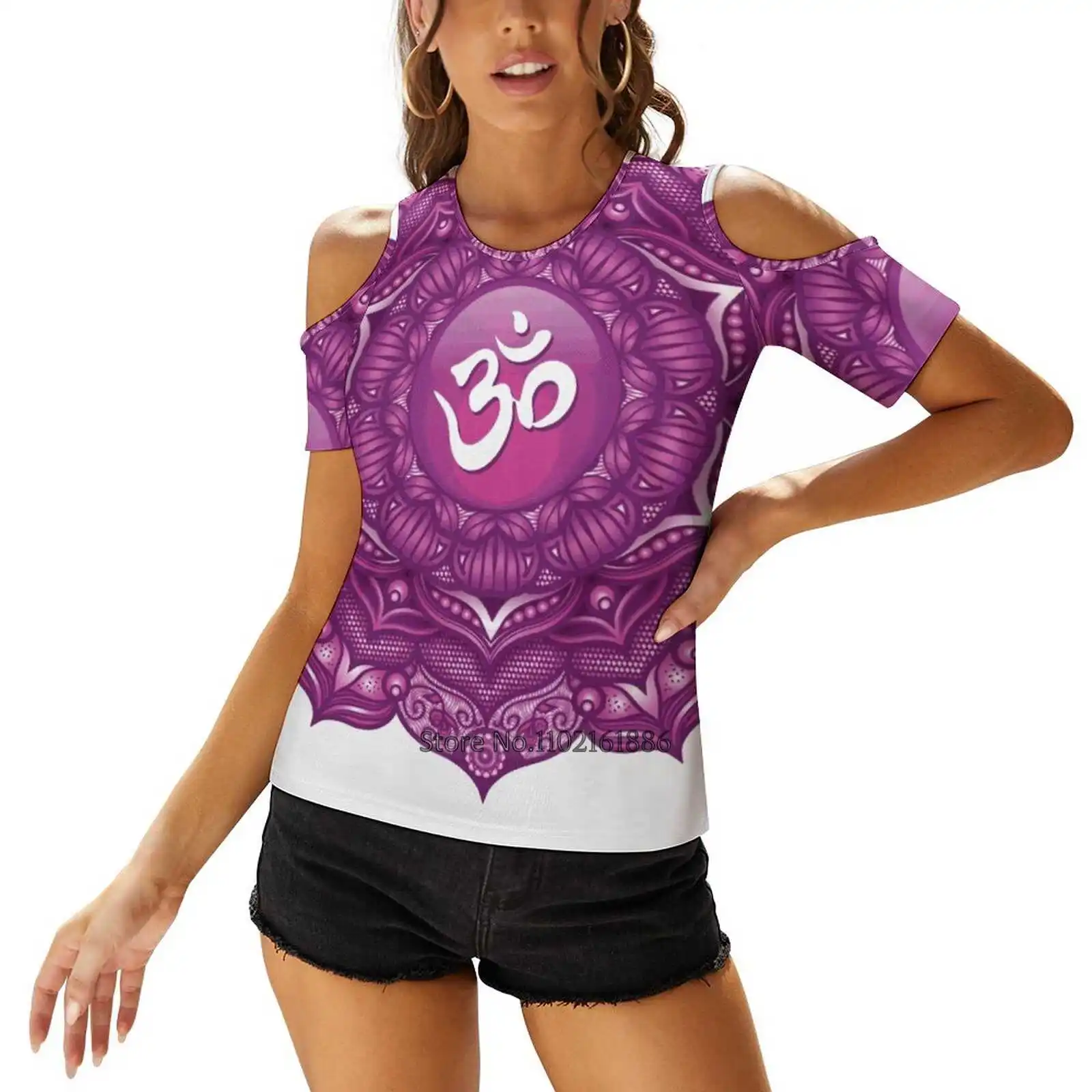 Женские футболки с принтом короны чакры мандало-02 Owbg топы на молнии V-образным