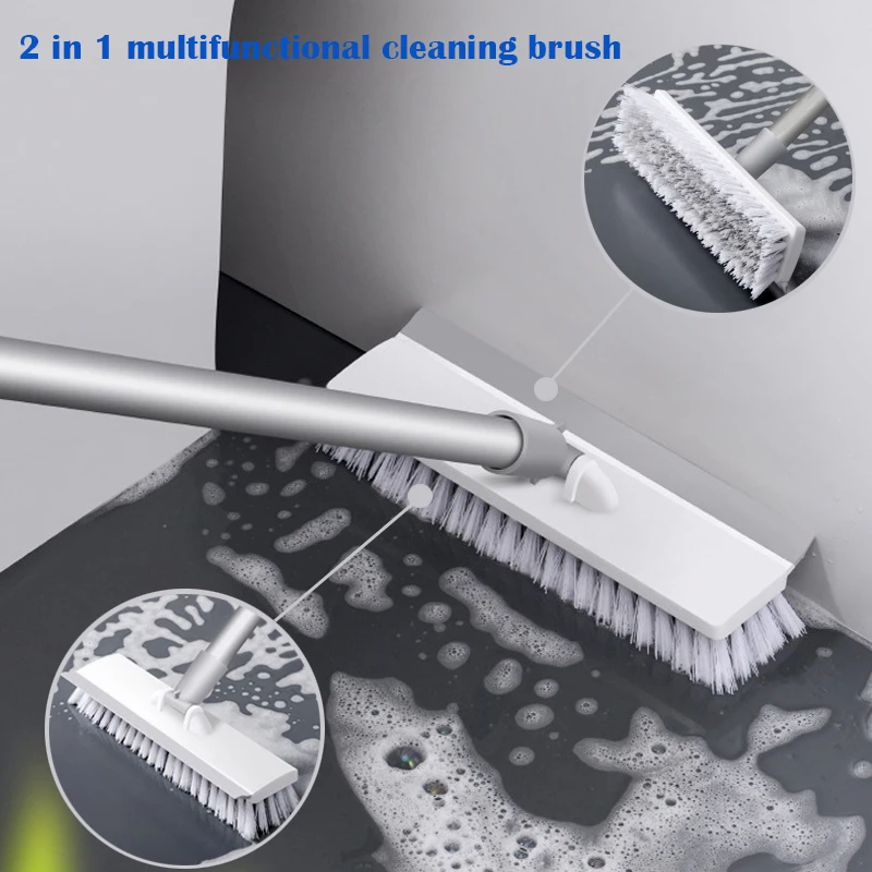 

Floor Scrub Brush 2 In 1 Long Handle Magic Broom Floor Mop Bathroom Wiper Stiff Bristle Window Squeegee Tub Tile Cleaning Tool