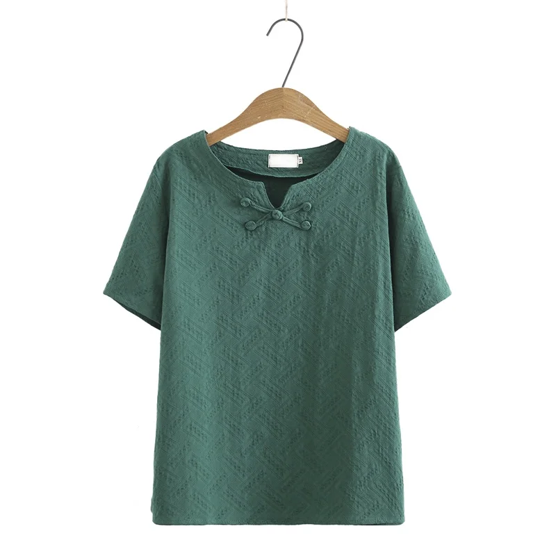 

Plus Size XL-4XL Women's Floral Embroidery Vintage Summer Shirts Oversized Short Sleeve A-line Female Tops