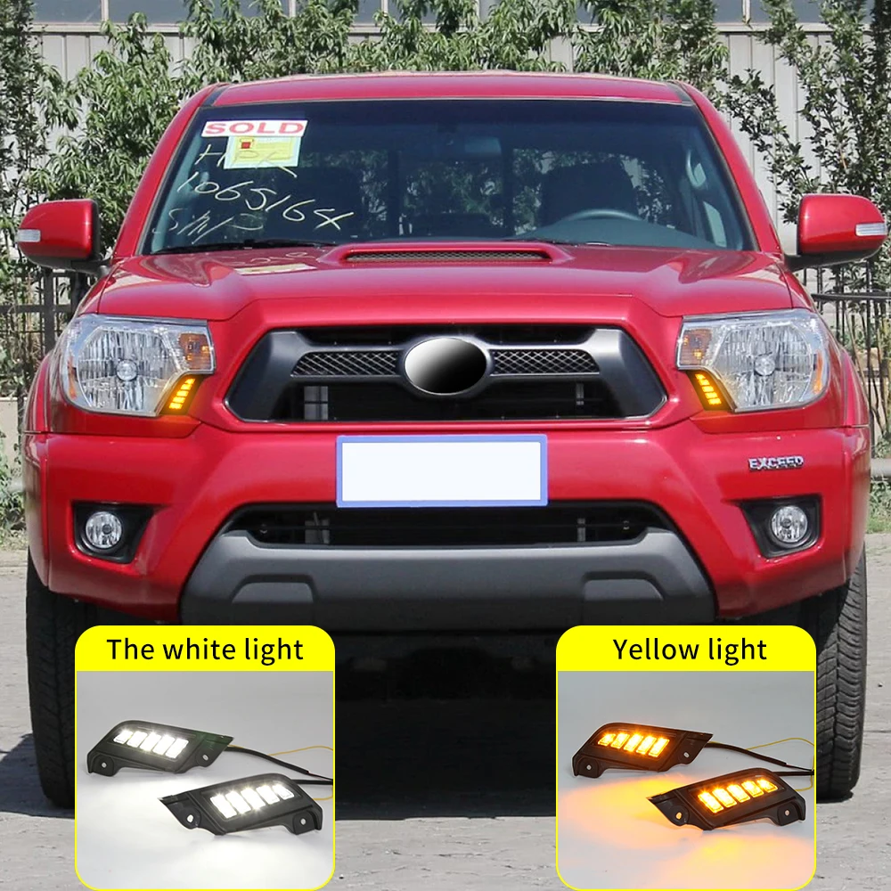 

Фонарь для дневных ходовых огней для Toyota Tacoma 2011-2015, 12 В, желтый индикатор поворота, фонарь для бампера, фонарь