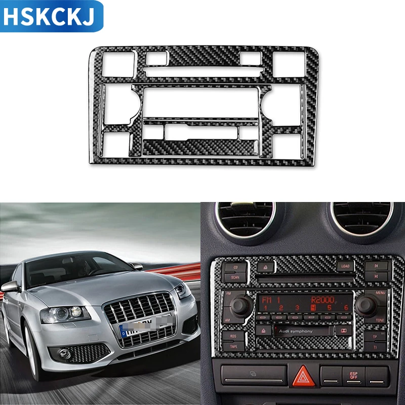 

For Audi A3 S3 8P 2006 2007 Car Center Control Radio Console Panel Cover Trim Real Carbon Fiber Sticker Interior Accessories