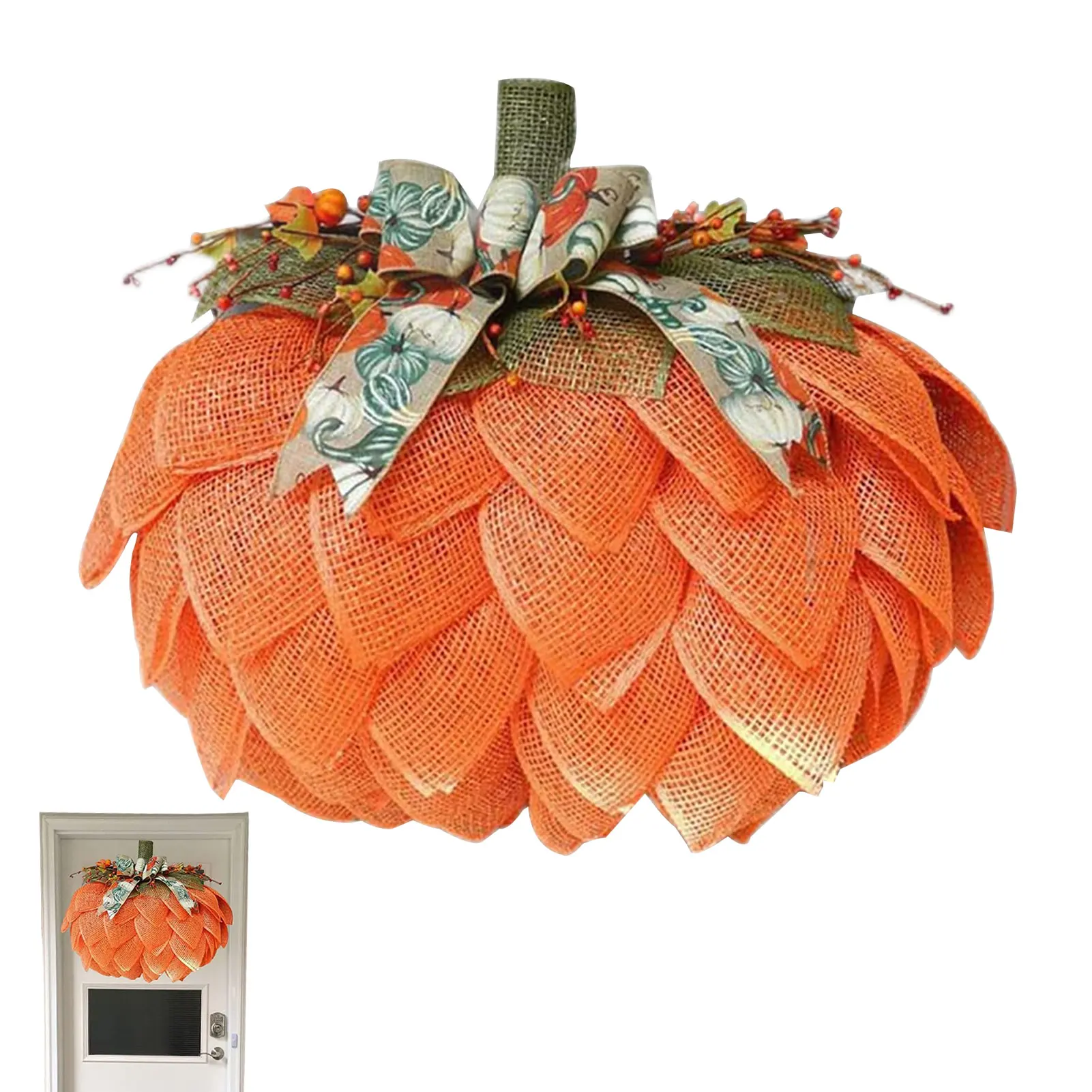 

Pumpkin Door Hanger Artificial Pumpkin Wreath Front Door Decor Pumpkin Welcome Sign Farmhouse Home Yard Decor