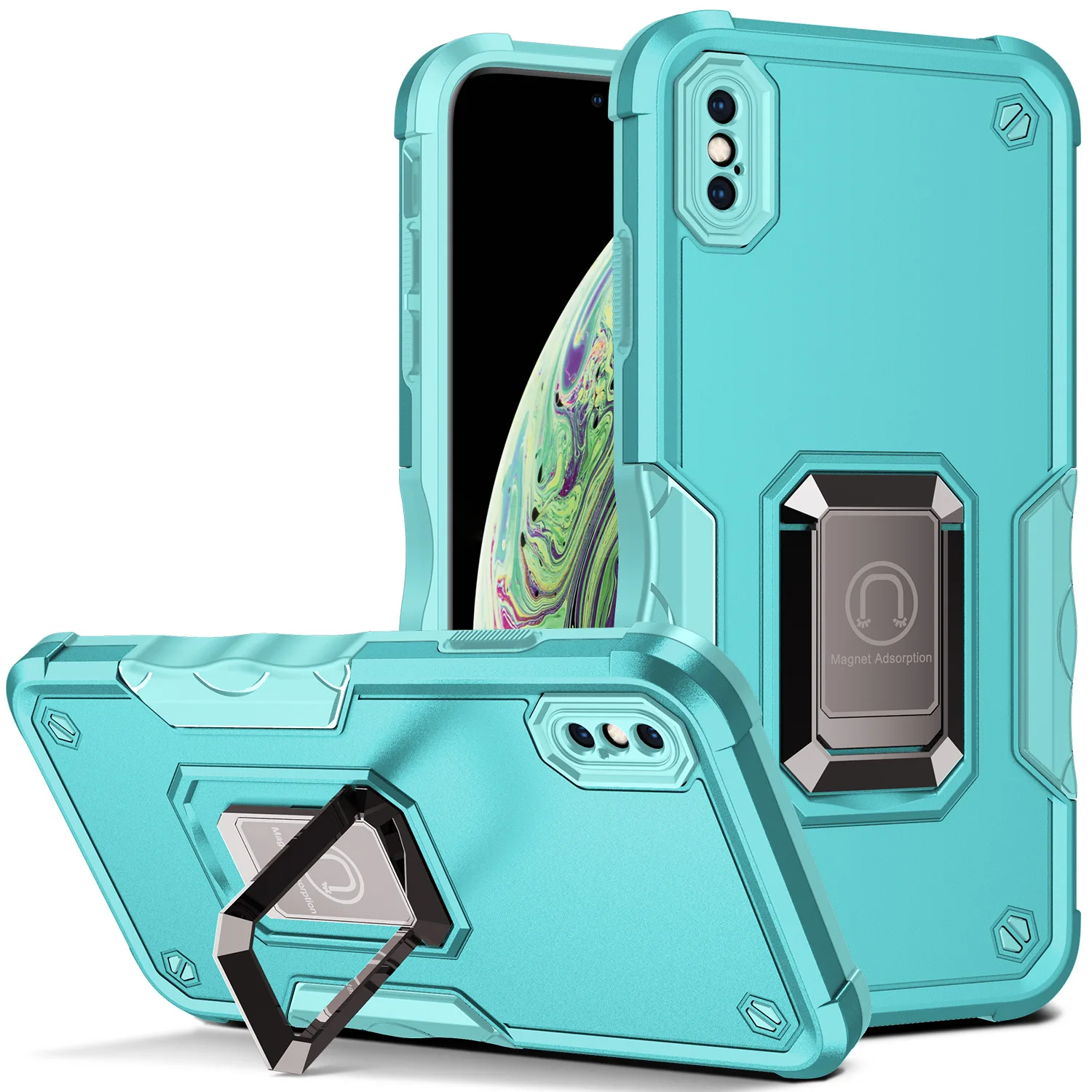 20Pcs/Armor Shockproof Case For iPhone XR X XS Max Military Drop Protective Defender Magnetic Holder Cover For iPhone XR XS Max