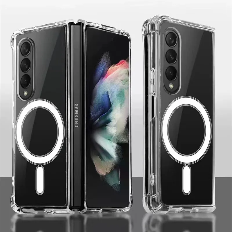 

For Magsafe Clear Shockproof Magnetic Case for Samsung Galaxy Z Fold 2 3 4 Phone Case Galaxy Z Flip 4 3 Cover Funda Capa Luxury