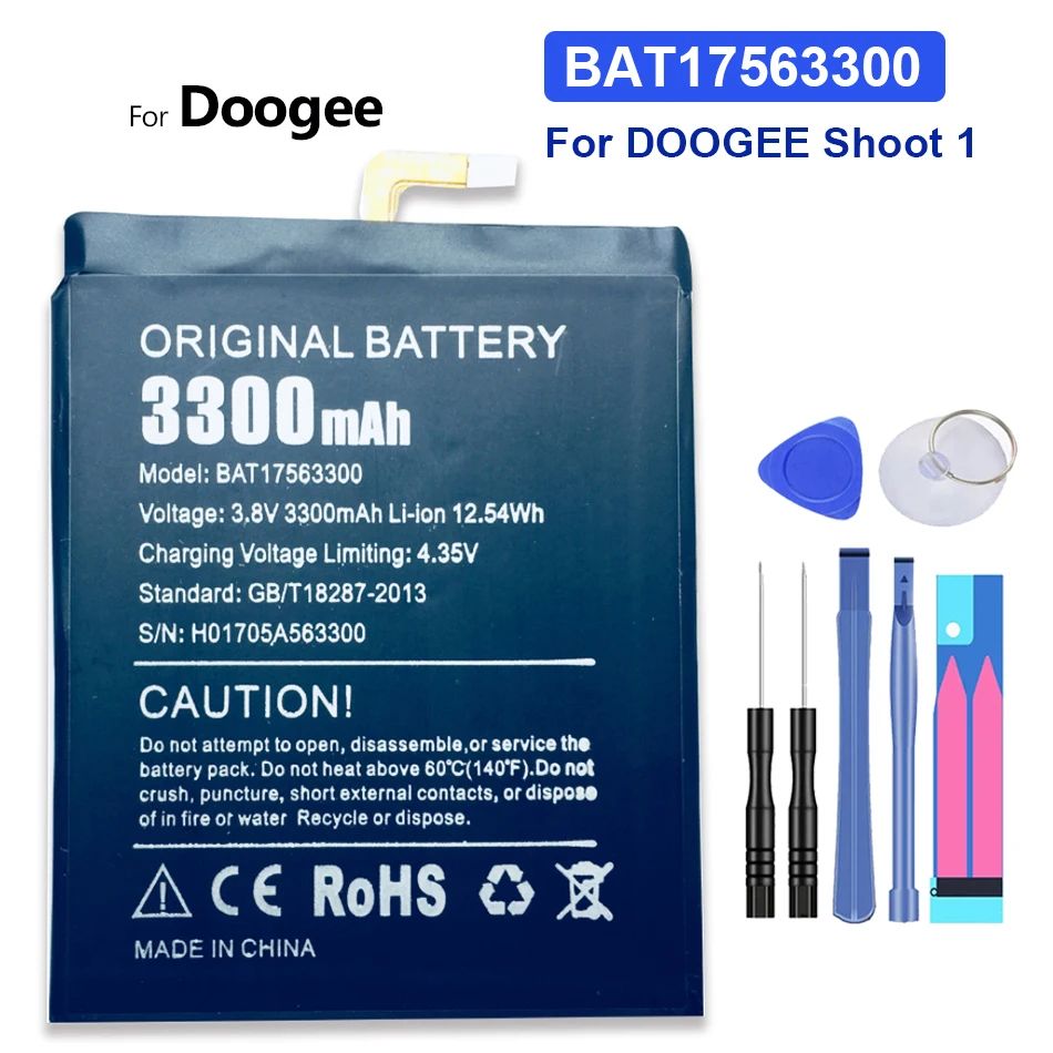 

Replacement Battery for DOOGEE Shoot 1 Shoot1 with Track Code, BAT17563300, 3300mAh
