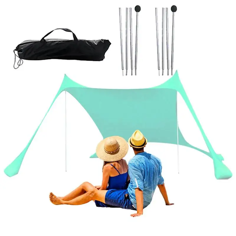 

Camping Sun Shelter Beach Canopy Tent Sun Shade UPF 50 Protection Portable Sun Shelter Canopy With 4 Sandbags Sun Shade