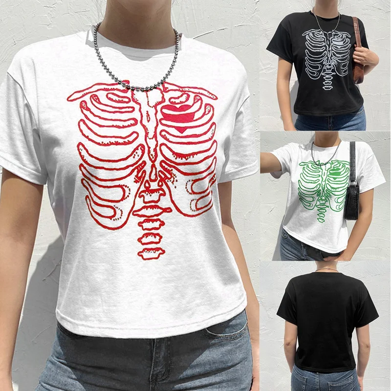 

Printed Casual Short Sleeve T-Shirt Women Fashion Basic Harajuku Ladies Summer Streetwear Crop Tops