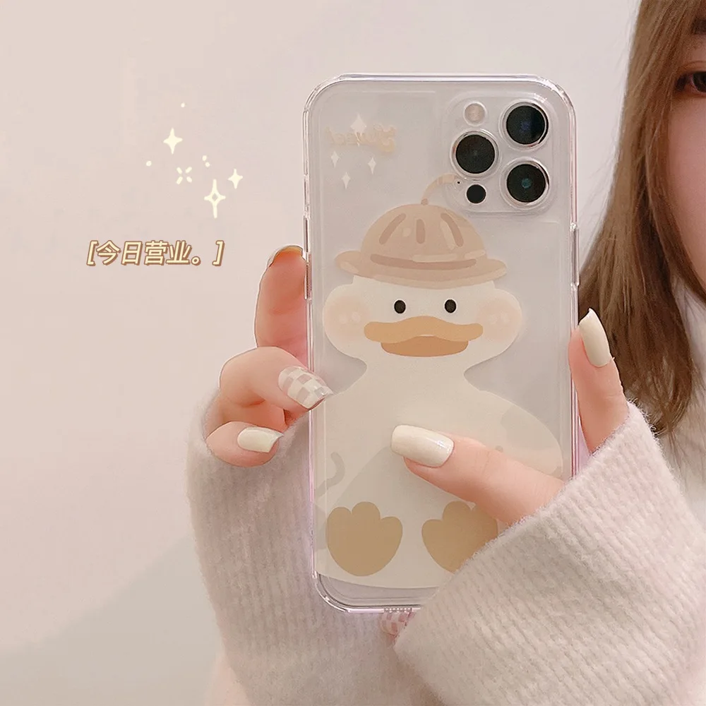 

Colored cartoon transparent flat-billed duck Phone Case For iphone 14 13 12 11 Pro Max X XR XSMAX 7 8 Plus SE TPU Case Cover