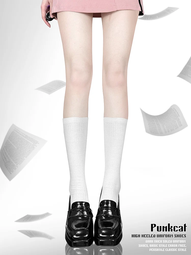 Туфли униформы Jk в стиле &quotЛолита&quot натуральная кожа высокий каблук обувь панк