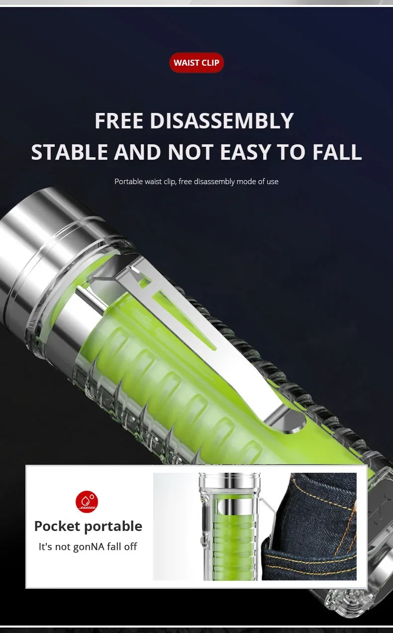 Новый мини-светодиодный фонарик USB C перезаряжаемый фонарь сильный магнит ручка