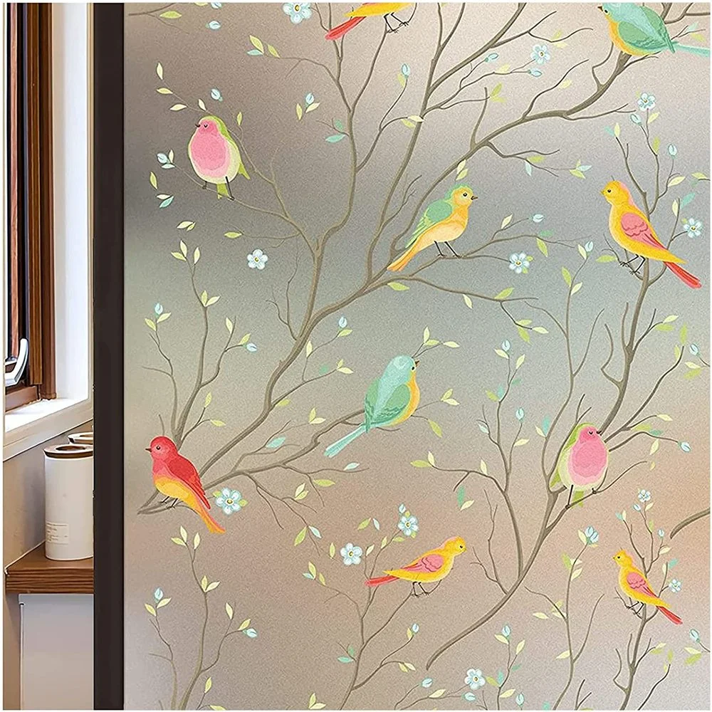 

Privacy Window Film Self-adhesive Film Bird Decals Frosted for Privacy Anti Uv Static Decorative Cling for Home Bathroom Shower