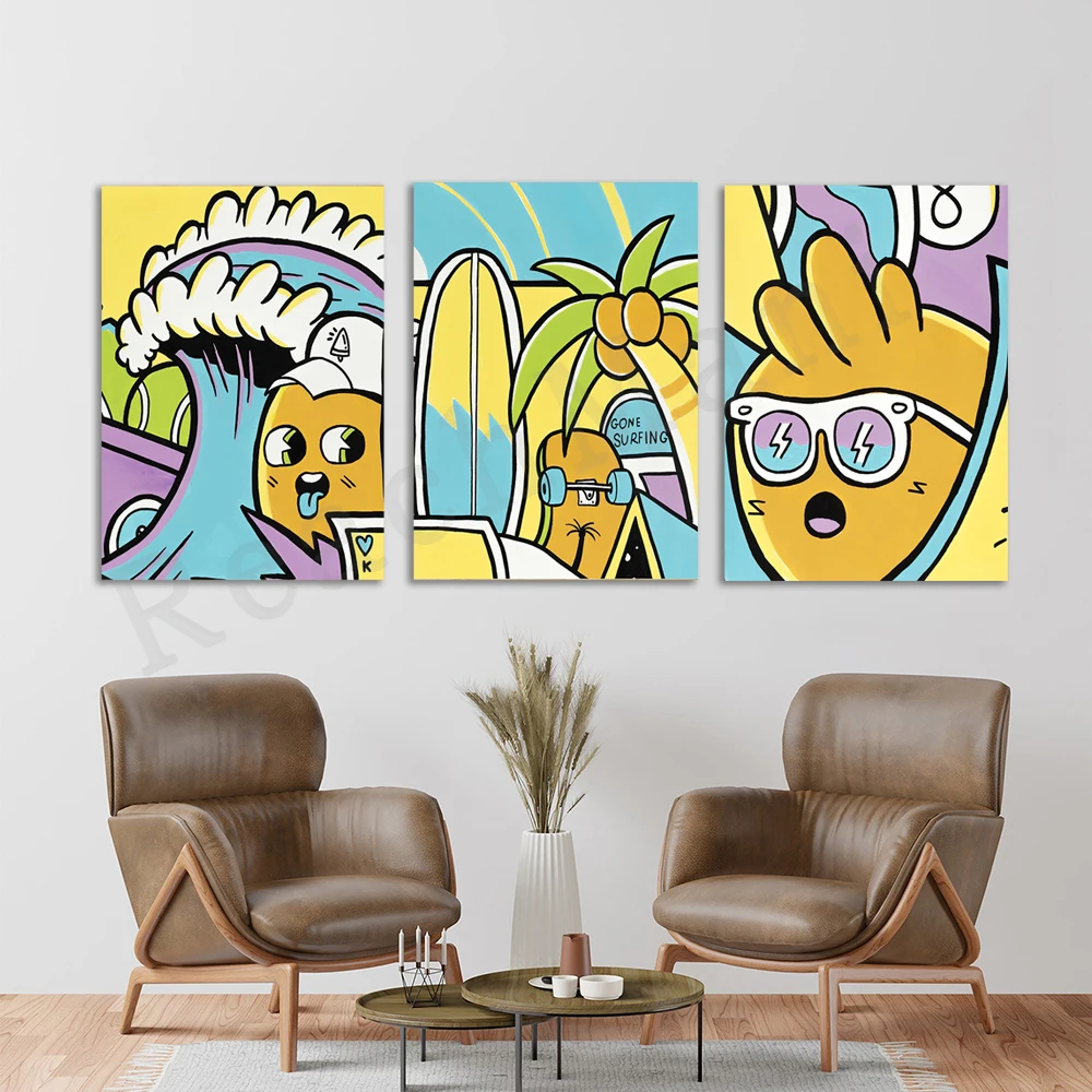 

Abstract street graffiti art poster canvas painting print cartoon graffiti colorful wall picture Cuadros for room home decor,