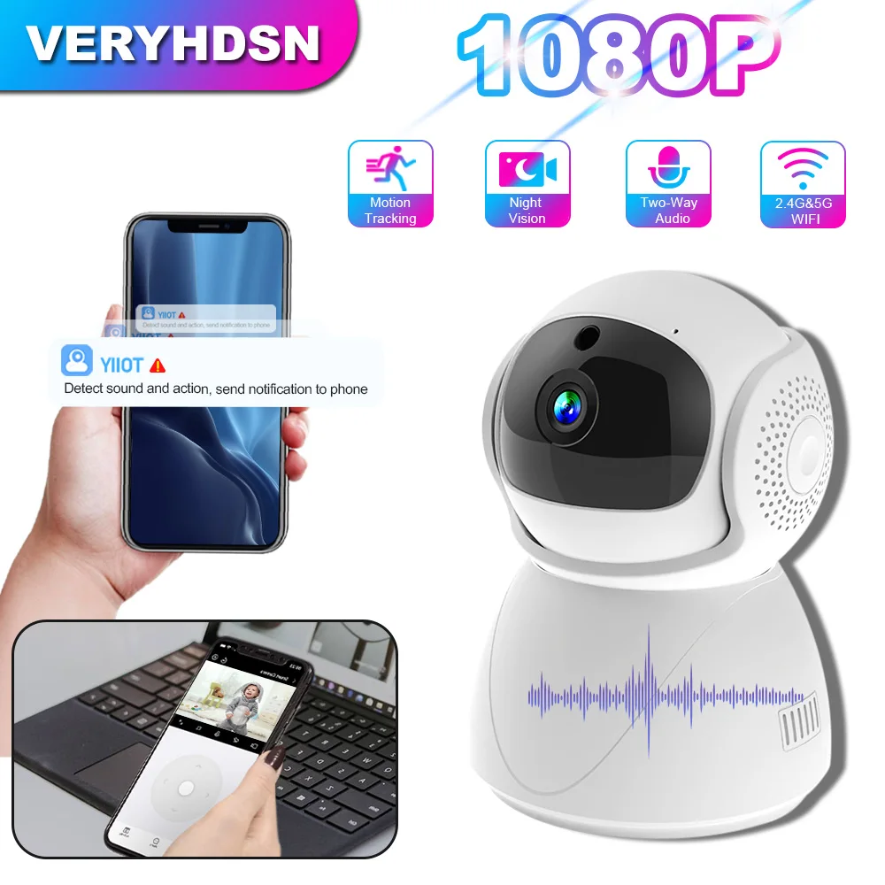 HD Baby Monitor Indoor 2.4G 5G Wifi Video Surveillance Camera Security Home IP Wireless Webcam Smart Automatic Tracking Night