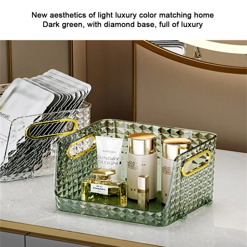 

Transparent Storage Basket Rectangular Light Luxury Acrylic Diamond Desktop Storage Box Storage Box Household Accessories