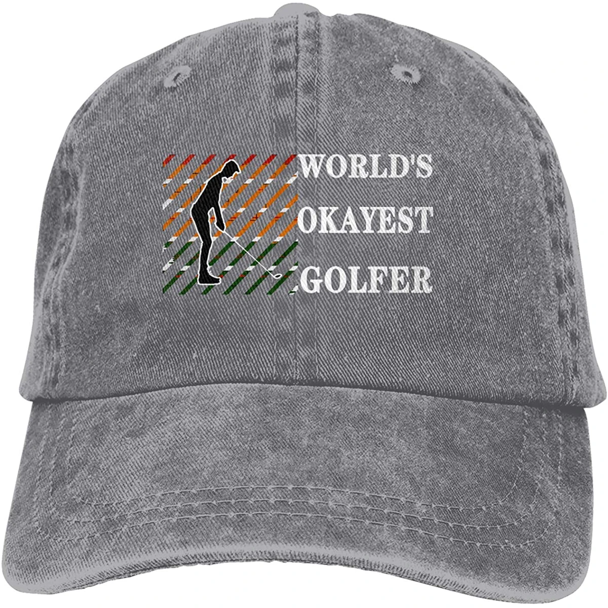 

World's Okayest Golfer Sports Denim Cap Adjustable Unisex Plain Baseball Cowboy Snapback Hat