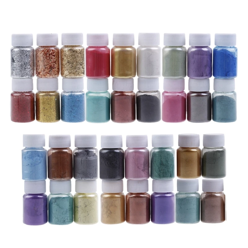 

R3MC 34x Glitter Slime Powder Set Slime Pigment Set Mica Powder Jewelry DIY Handmade Making Craft for Epoxy Resin