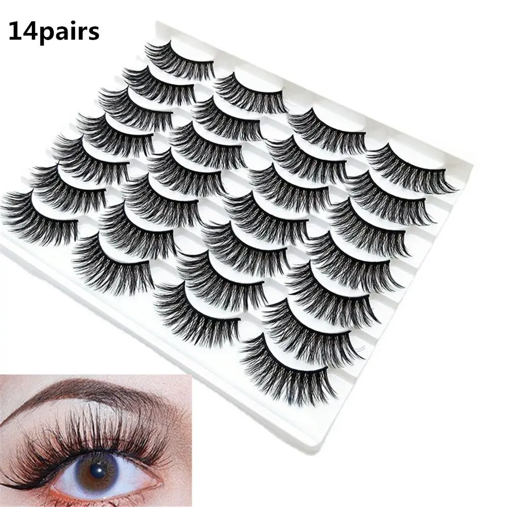 

Fashion Fluffy Multilayers Natural Long Wispy Flared 3D Faux Mink Hair Eye Lash Extension False Eyelashes Criss-cross