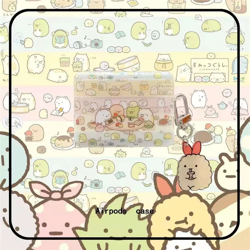 

3D милый защитный чехол аниме Sumikkogurashi для Airpods 1/2/pro Bluetooth наушники зарядное устройство с брелоком