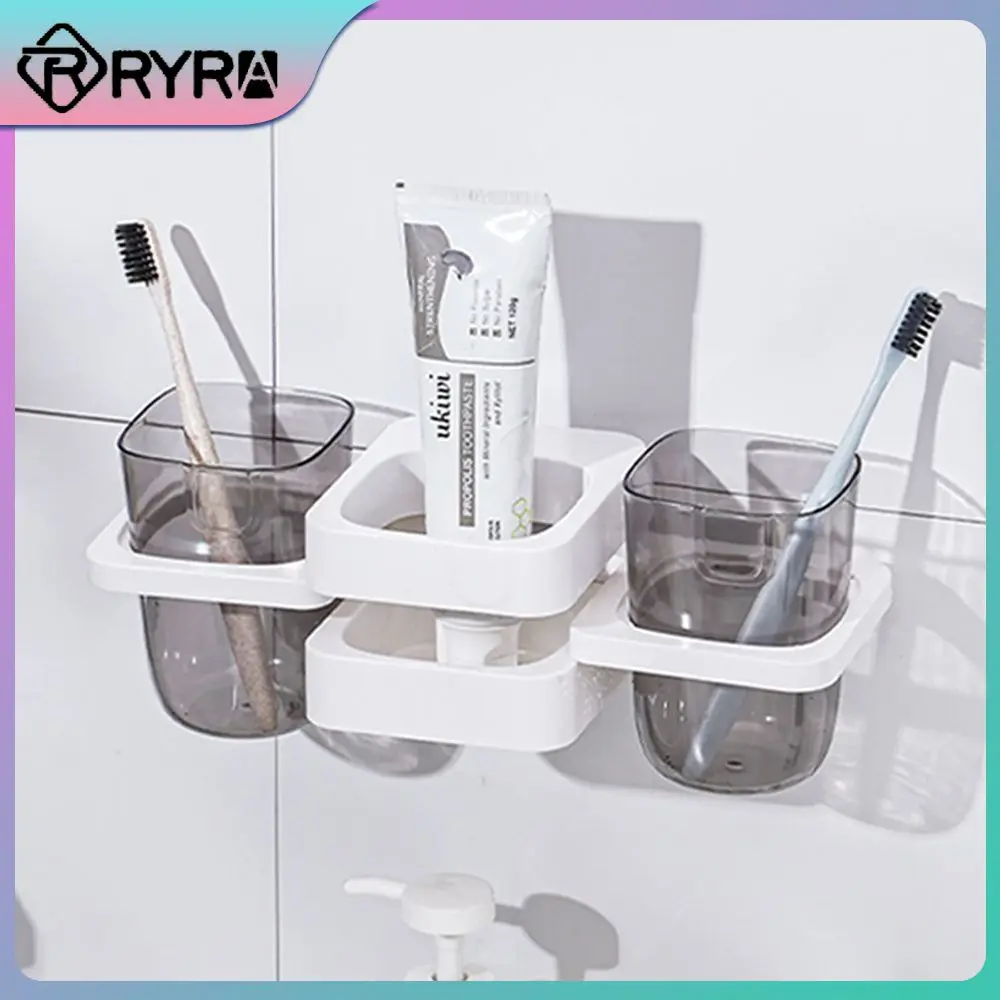 

Bathroom Mouthwash Cup Foldable Toothbrush Toothpaste Box Non-perforated Wall-mounted Toothbrush Holder Bathroom Shower Shelf