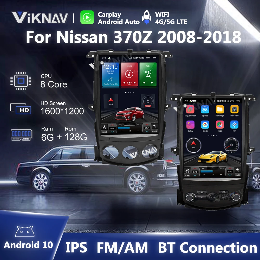 

12,1 дюймовый Android 10 автомобильный радиоприемник, сменный блок стерео для Nissan 370Z 2008-2018, мультимедийный плеер с GPS-навигацией, Carplay, 4G, головное устройство