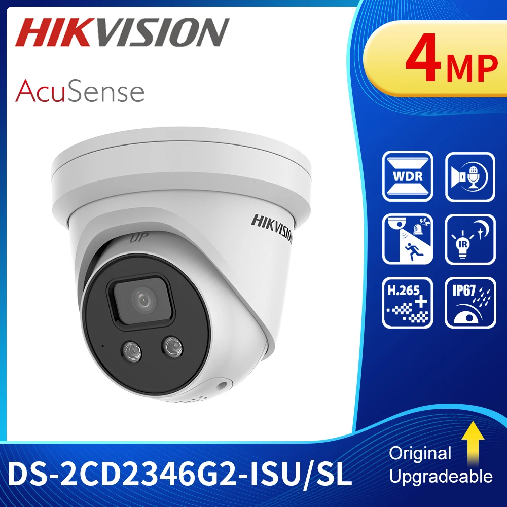 

Hikvision AcuSense DS-2CD2346G2-ISU/SL IP Turret camera 4MP, Strobe Light and Audible Warning, IR30 Meter, Two-way Audio