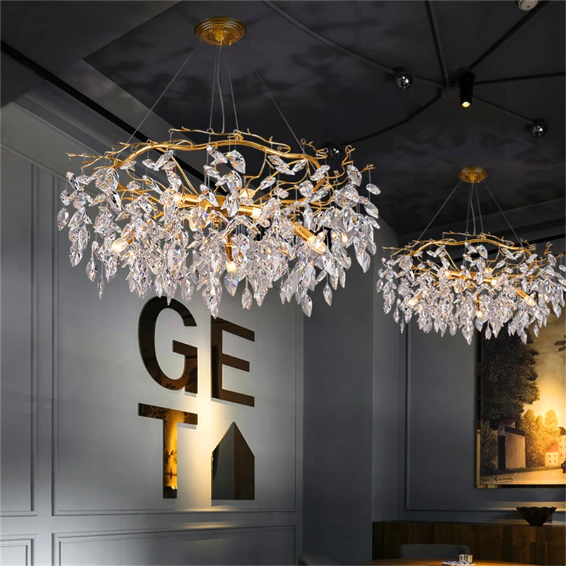 

Modern LED Crystal Chandelier for Living Room Luster Loft Hanging Lamp Hotel Hall Indoor Decor Restaurant Hanging Lamp Lighting