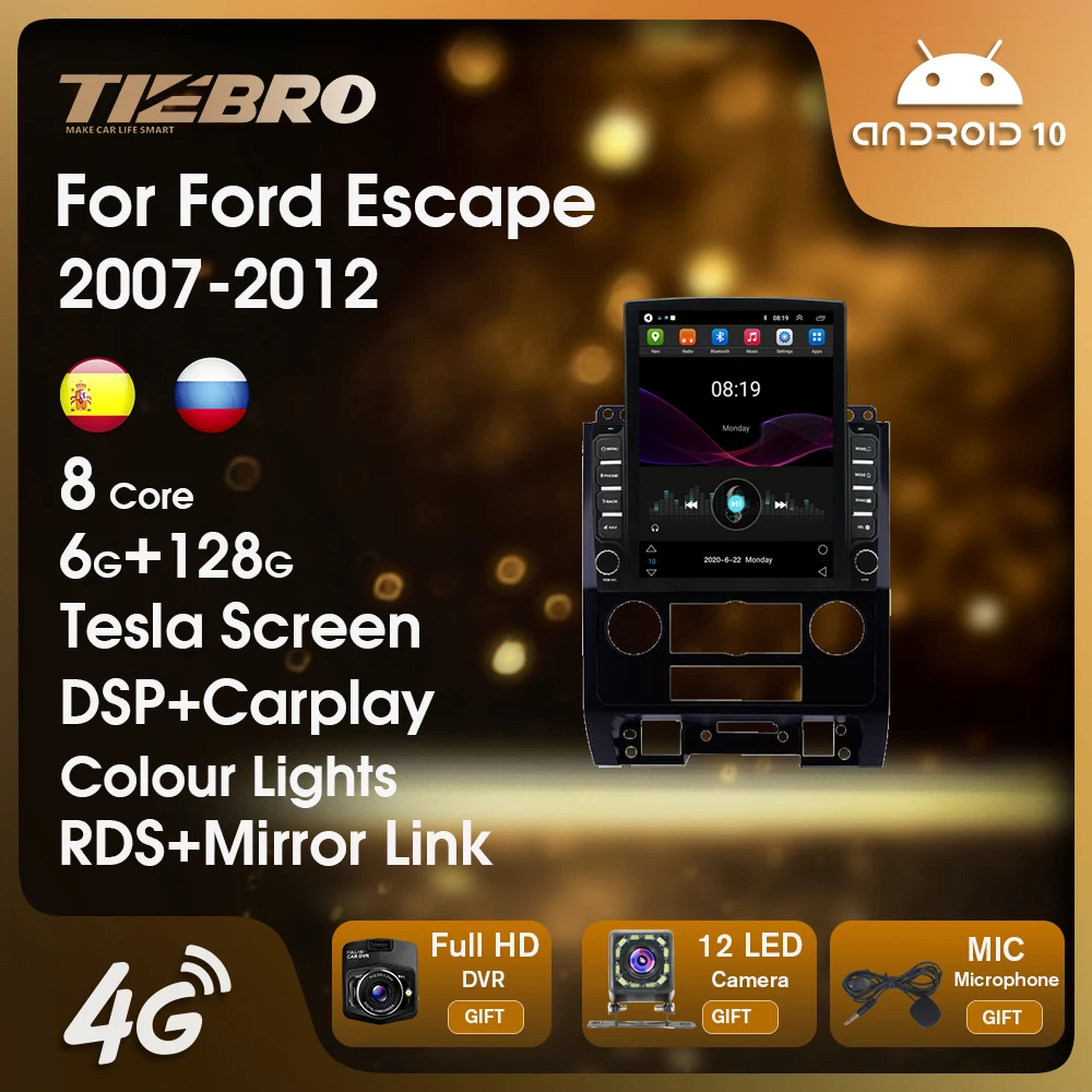 

Car Stereo Radio Android 10 For Ford Escape 2007-2012 Tesla Screen Multimedia Video Player Navigation GPS Bluetooth WiFi Carplay