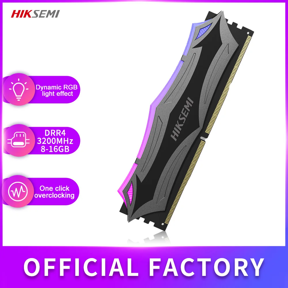 

Hiksemi Ram Memória RGB DDR4 3200 16GB 8GB Internal Storage Memory For Desktops U100