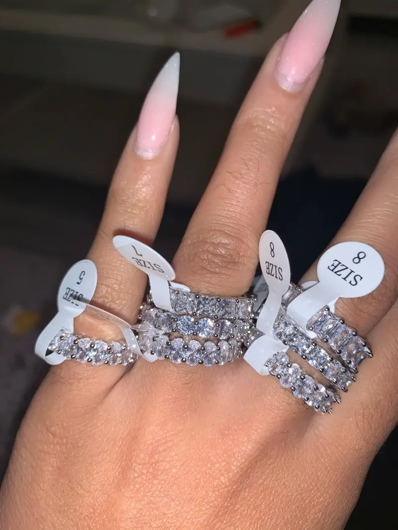 

9 Styles Handmade Promise Band ring 925 Sterling silver AAAAA cz Engagement Wedding Band Rings for women men Fashion Jewelry
