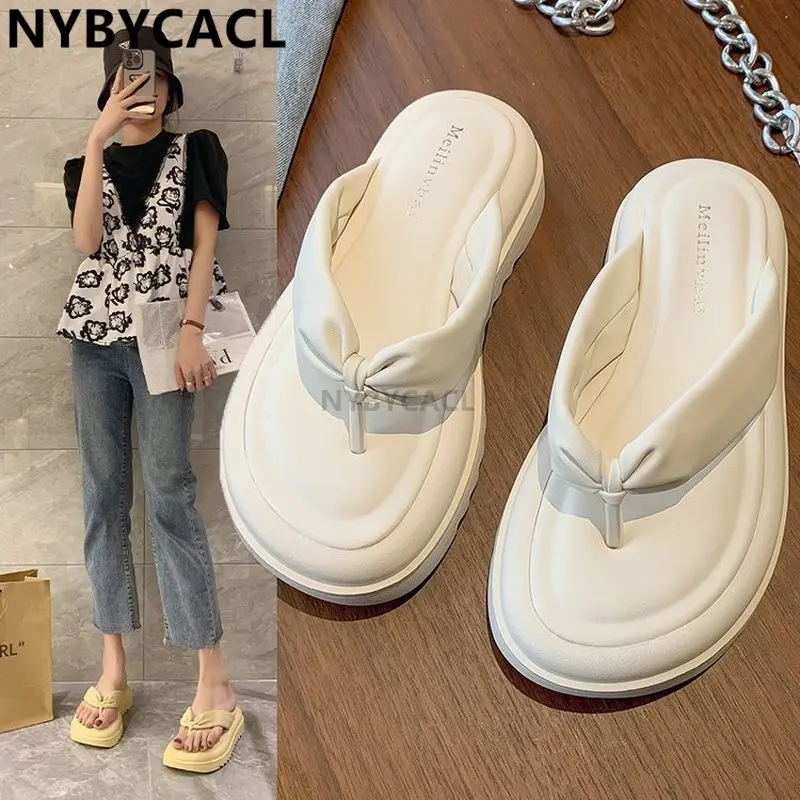 Summer Platform Women Slippers Clip Toe Slip On Shoes Ladies Fashion Female Outdoor Party Slides White sandalias mujer New