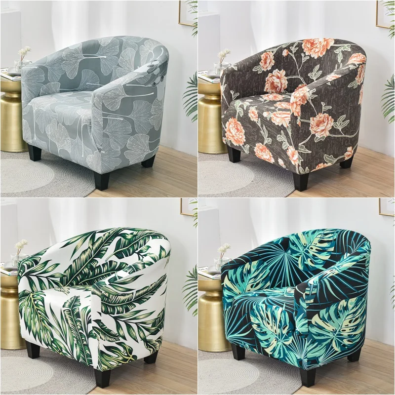 

Stretch Tub Chair Cover All-inclusive Floral Nordic Club Armchair Slipcover Living Room Elastic Single Couch Covers Bar Home