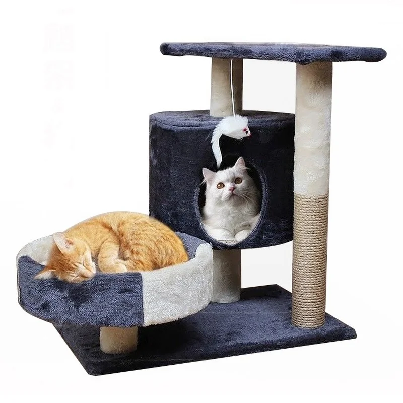 

Scratch Post Tree Scratcher House Tower High Quality Cat's Climbing Wood Scratching Pet Cat Trees Warm and Comfortable