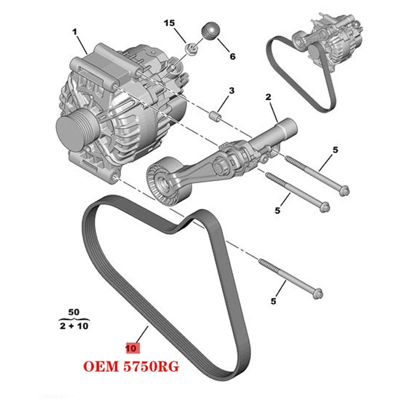 5750RG 6PK905 ремень приводного генератора ребристый переменного тока для Peugeot 308CC RCZ