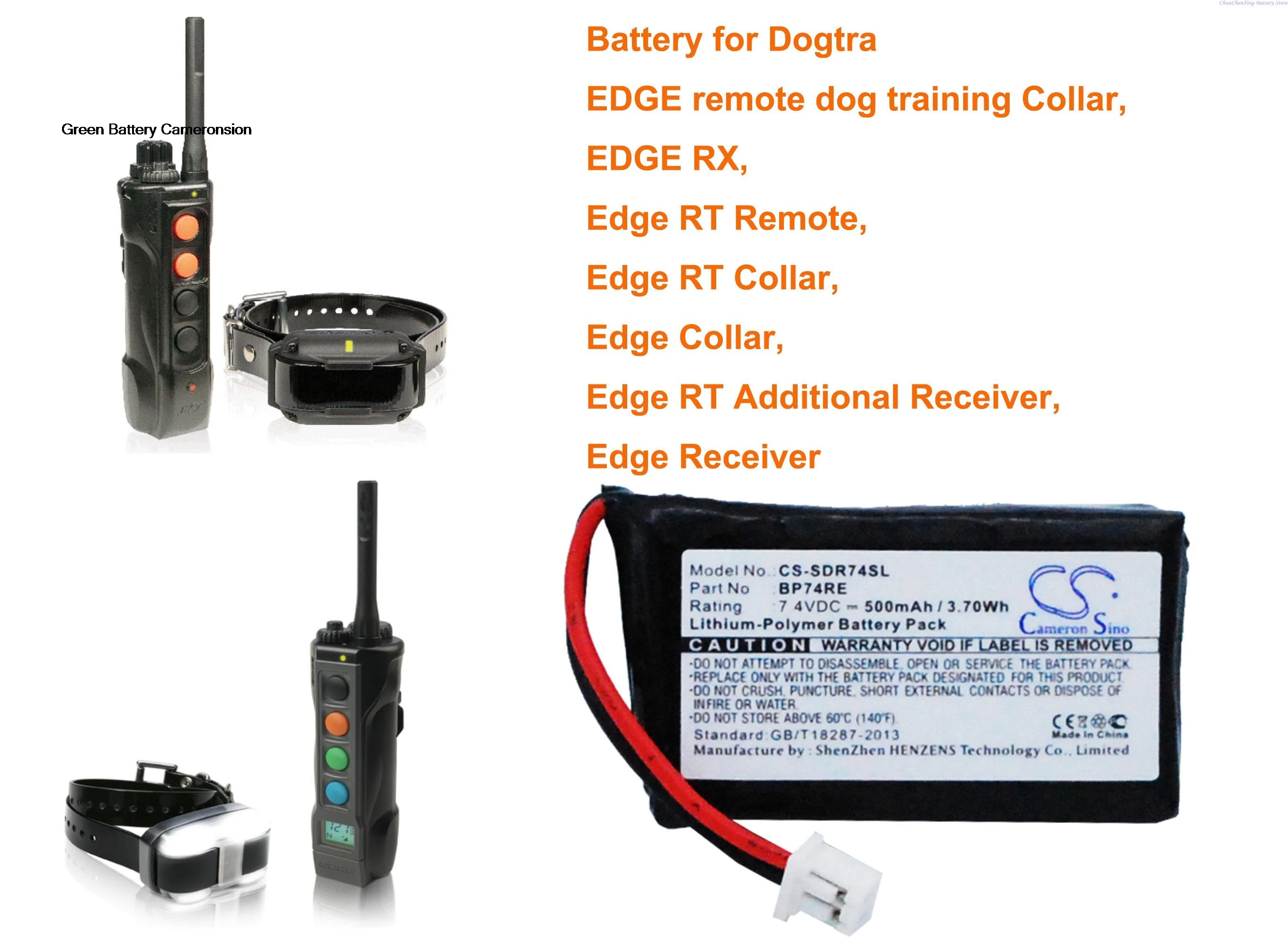 

GreenBattery 500mAh батарея BP74RE для Dogtra Edge воротник/приемник/RT воротник/RT пульт дистанционного управления/RX