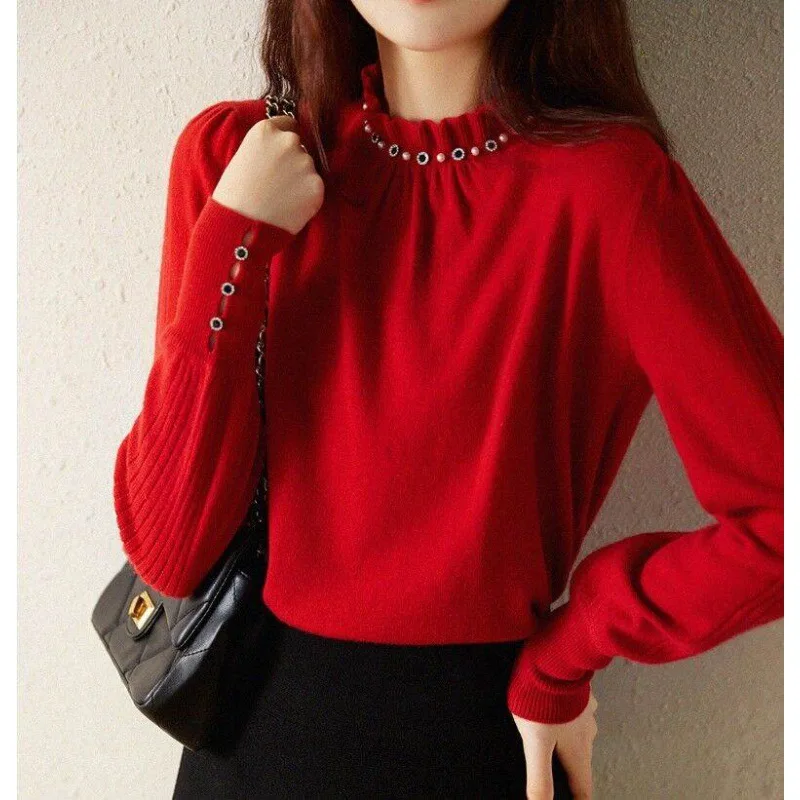 

X8008 Adult Knitting Sweaters Women's Pullover Slim Sweaters Long Sleeves Wearing Fashion Fashion Knitwear Long Sleeve Blouse