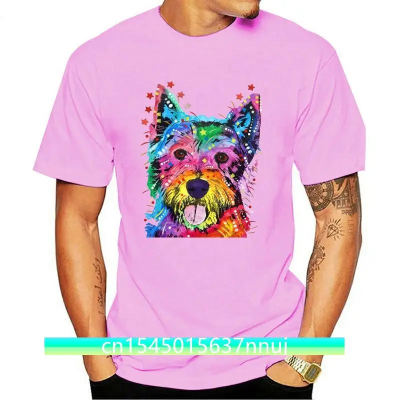 Новая милая собака Westie Neon Dean Russo Art футболка мужская женская с рисунком