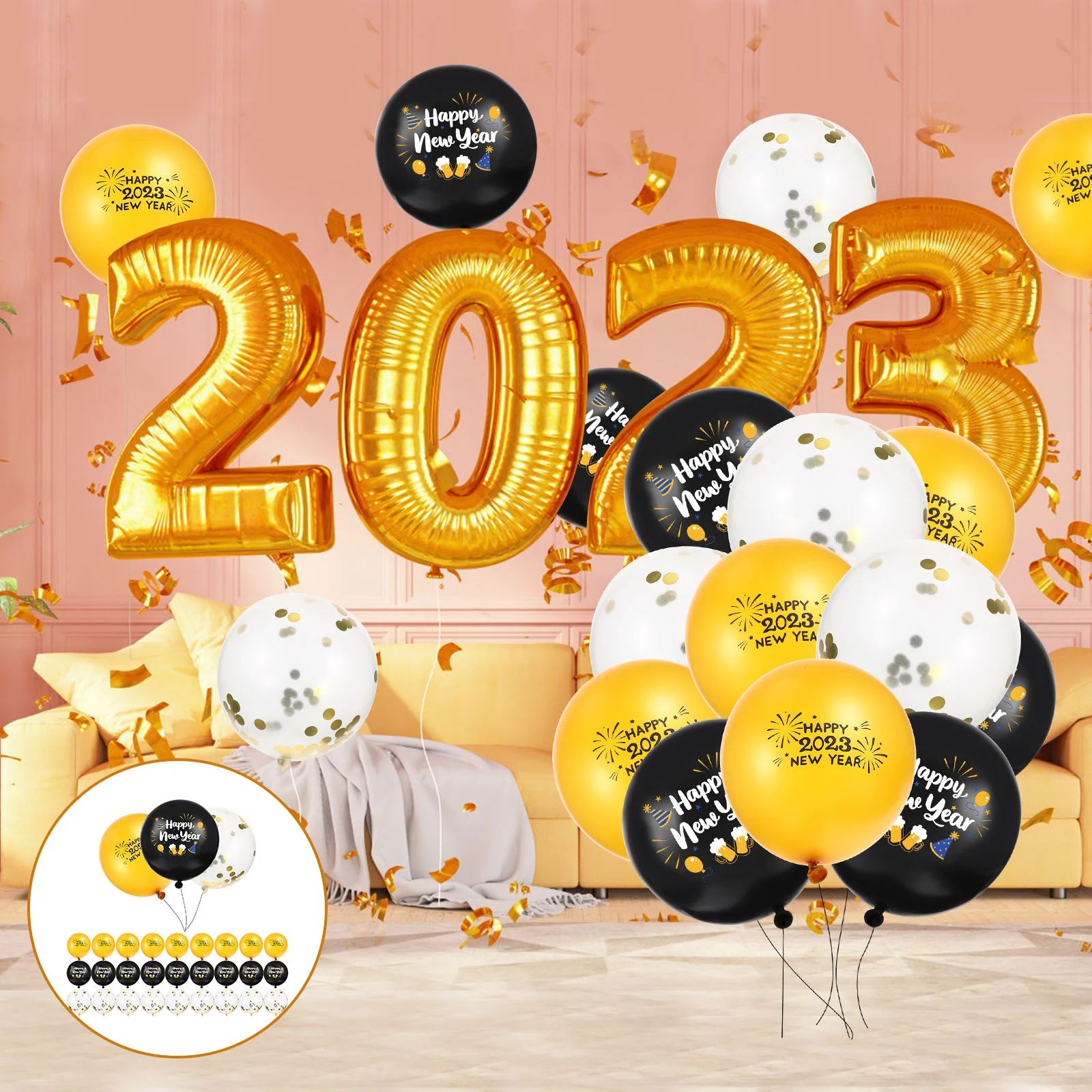 

New Balloons Party Year Balloon Years Eve Decorations Supplies Happy Christmas Props Latex Accessories Sset Graduation Decor