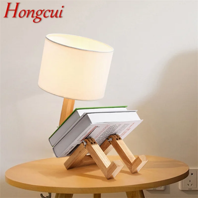 

Hongcui Nordic Table Lamp Creative Wood Person Desk Lighting LED Decorative For Home Bedroom Study