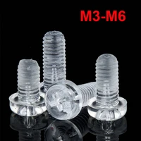 204060 pcs clear acrylic round head phillips screws nylon tray head cross screw m3 m4 m5 m6
