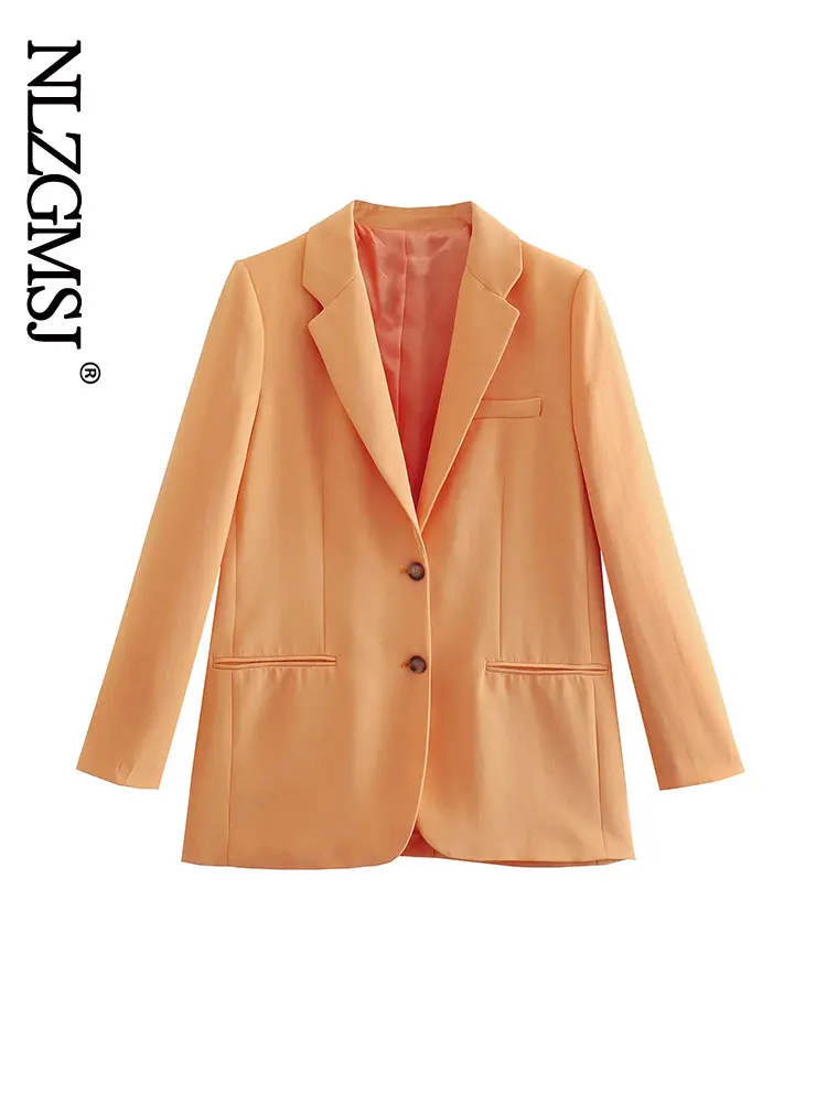 

Блейзер Женский Осенний однотонный с длинным рукавом и пуговицами